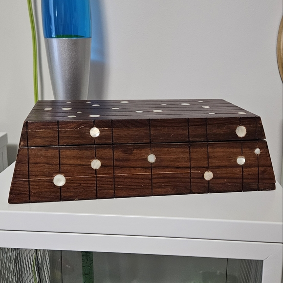 Decorative Wood & Mother of Pearl Box - Picture 1 of 10